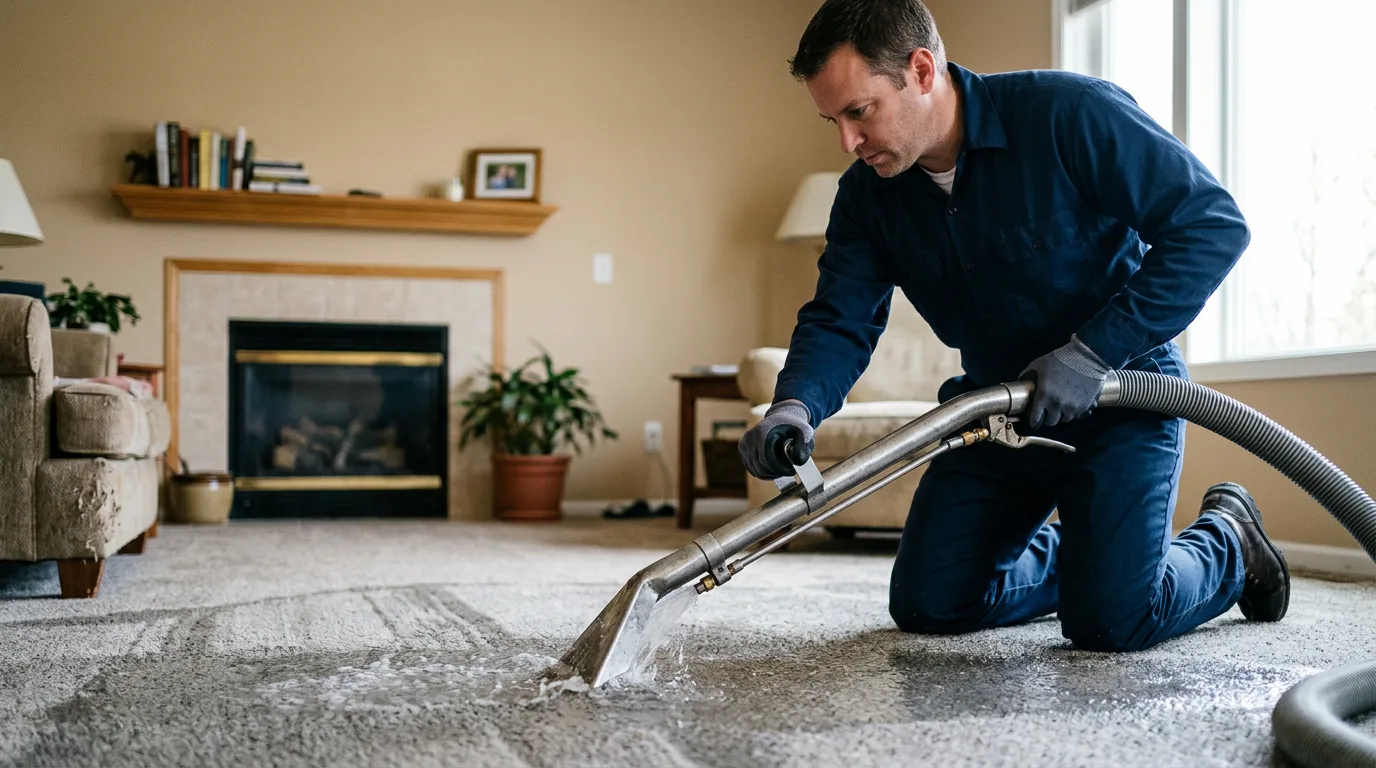 Water damage restoration technician working near Ashburn, MO